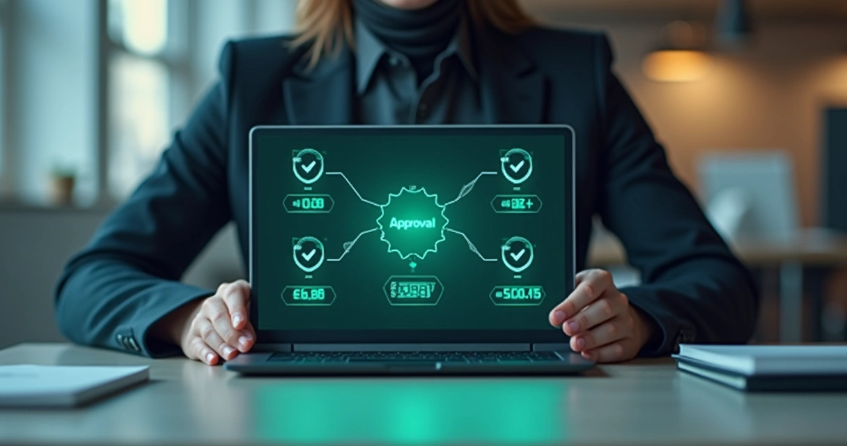 Gestor financeiro aprovando saída de caixa pelo computador