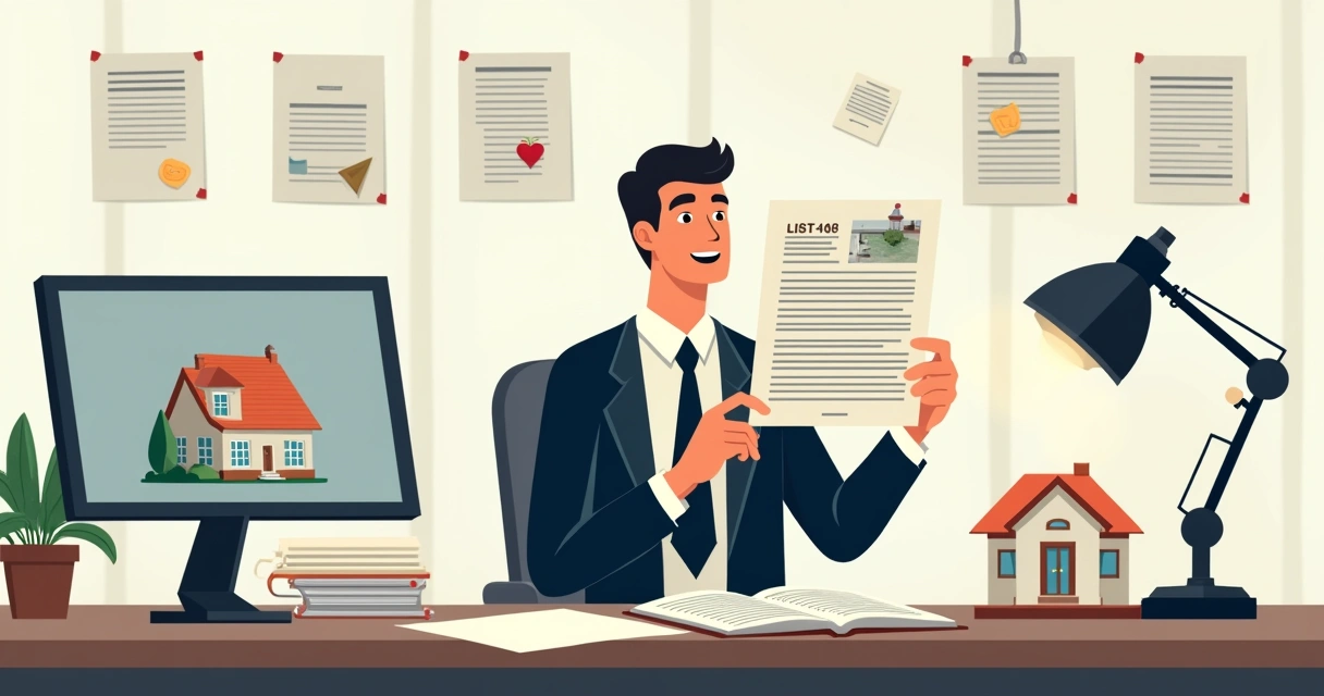 Homem analisando edital de leilão de imóveis 