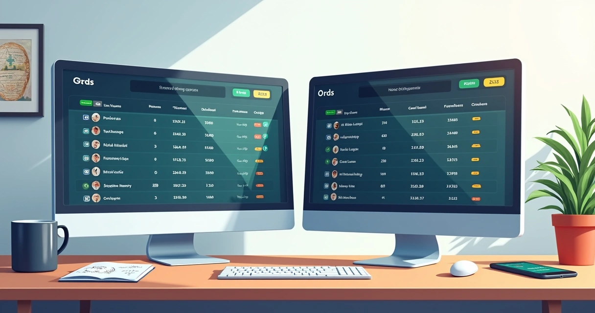 Pessoa analisando odds de futebol em dois computadores diferentes. 