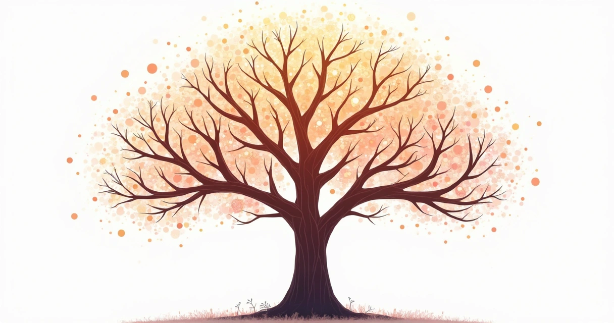 Árbol familiar con conexiones emocionales representadas por colores distintos entre generaciones. 