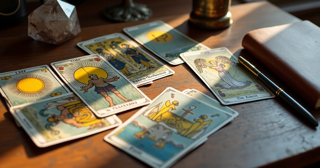 Cartas de tarot abertas mostrando arcanos maiores e menores 