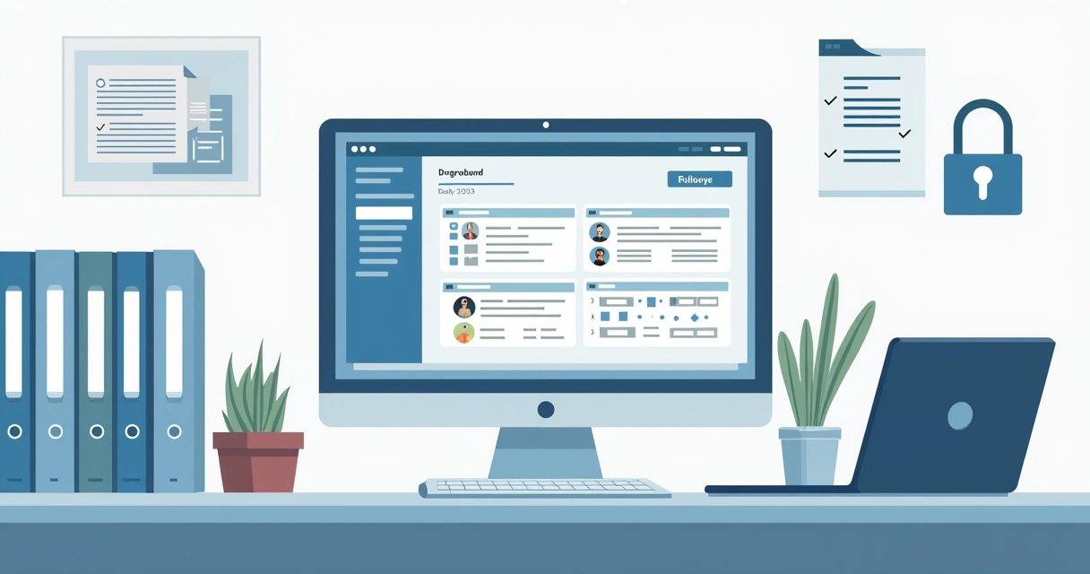 Carpetas digitales y físicas con certificados médicos organizados en oficina de RR. HH.