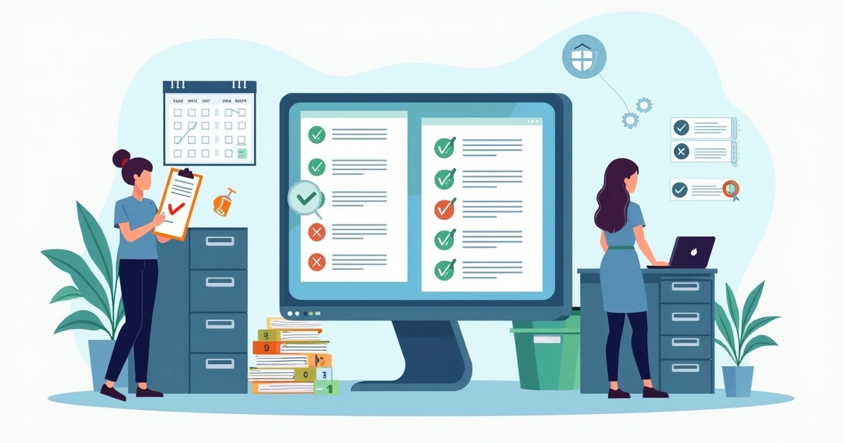 Departamento de RRHH organizando certificados médicos de trabajo en archivo digital y físico 