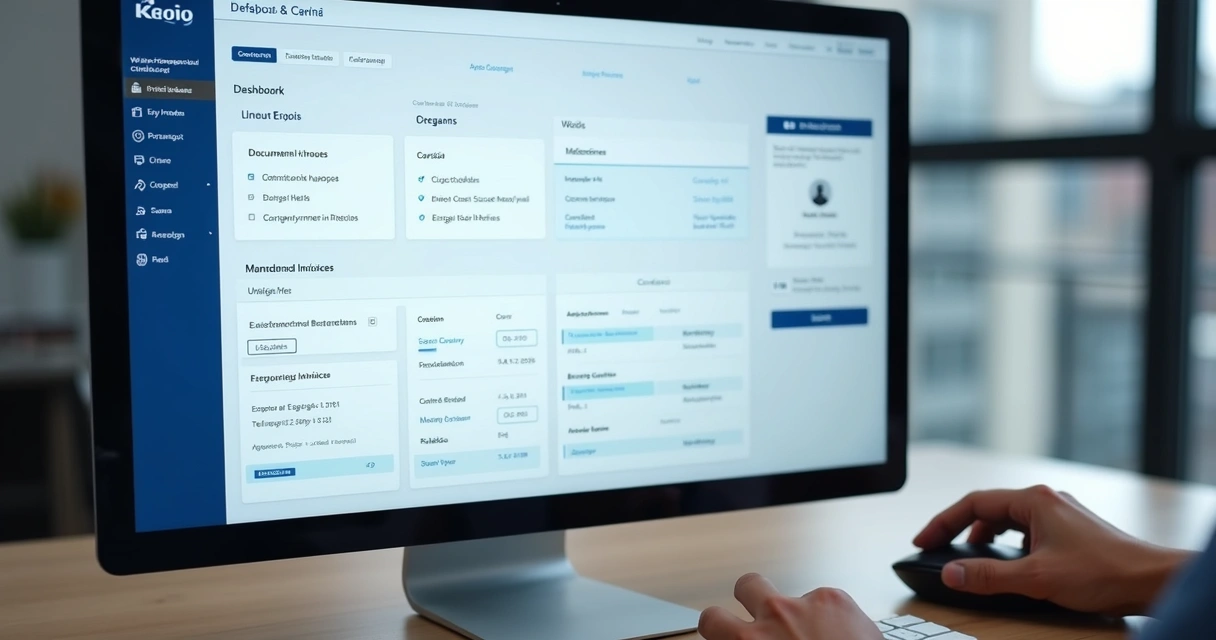 Página de área do cliente de site de contabilidade com seção de upload de documentos 