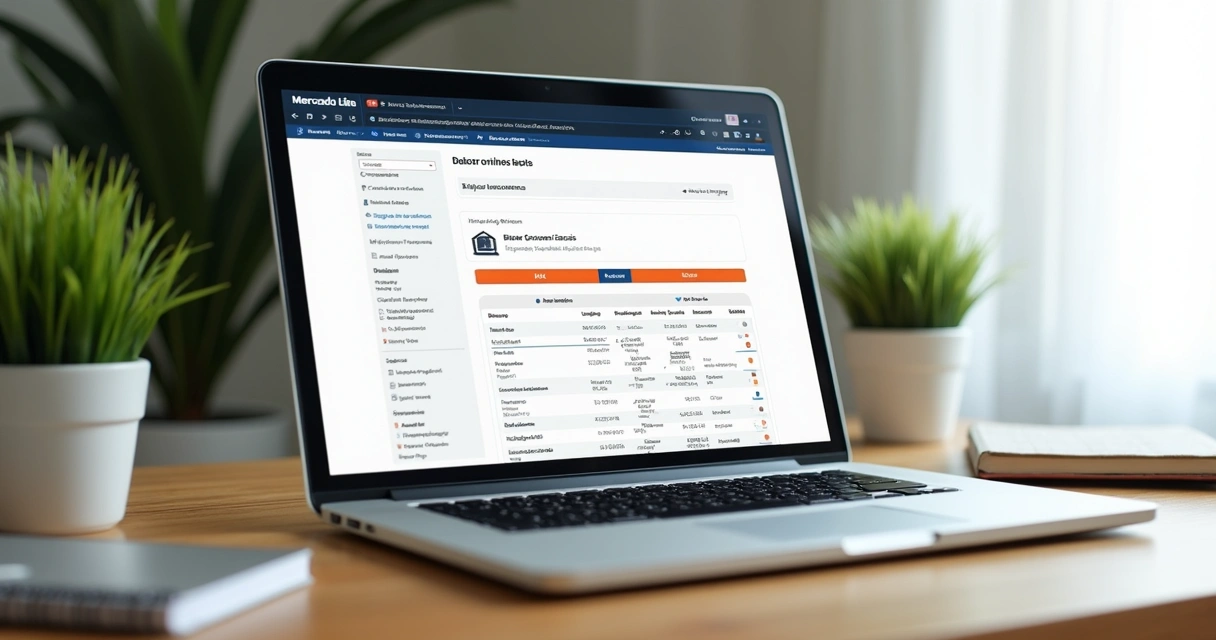 Área para baixar documentos fiscais do Mercado Livre exibida em tela de notebook 
