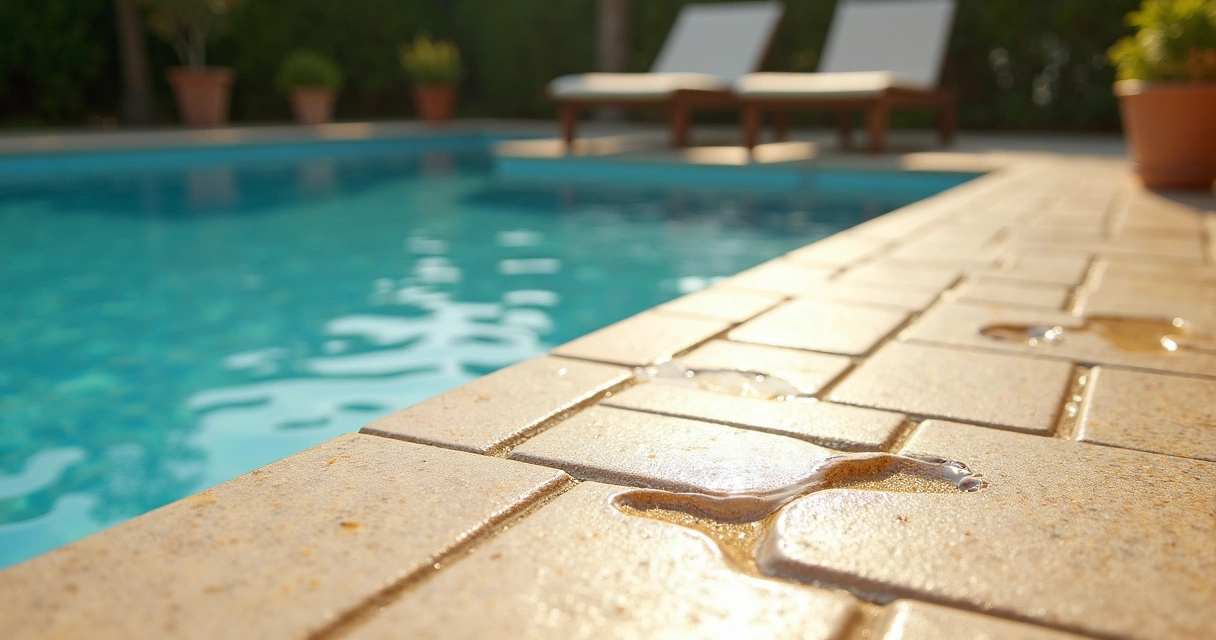 Área externa com piso antiderrapante próxima a piscina 