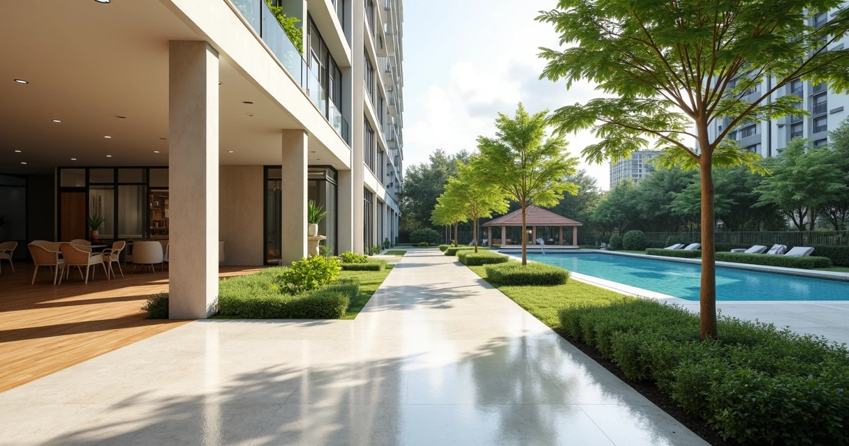 Áreas comuns de condomínio com limpeza e manutenção 