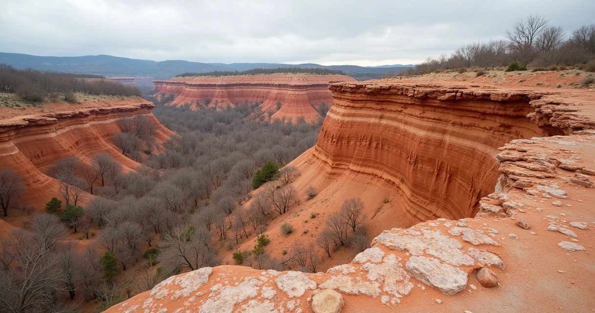 Arenito exposto em paisagem de Arkansas 