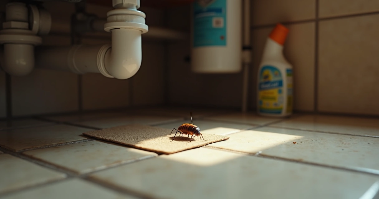 Armadilha de barata adesiva sob pia de cozinha 