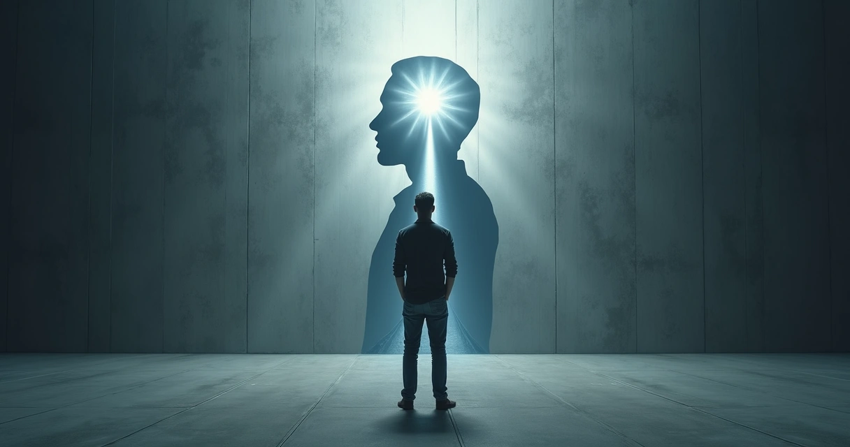 Pessoa em encruzilhada mental com quatro caminhos diferentes saindo da cabeça 