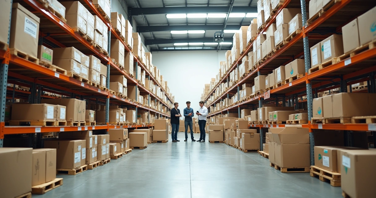 Produtos de dropshipping em prateleiras com embalagens sustentáveis