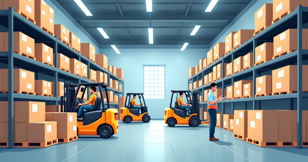 Produtos armazenados em estoque organizado
