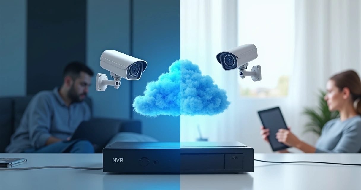 Comparação visual entre armazenamento em nuvem e local 