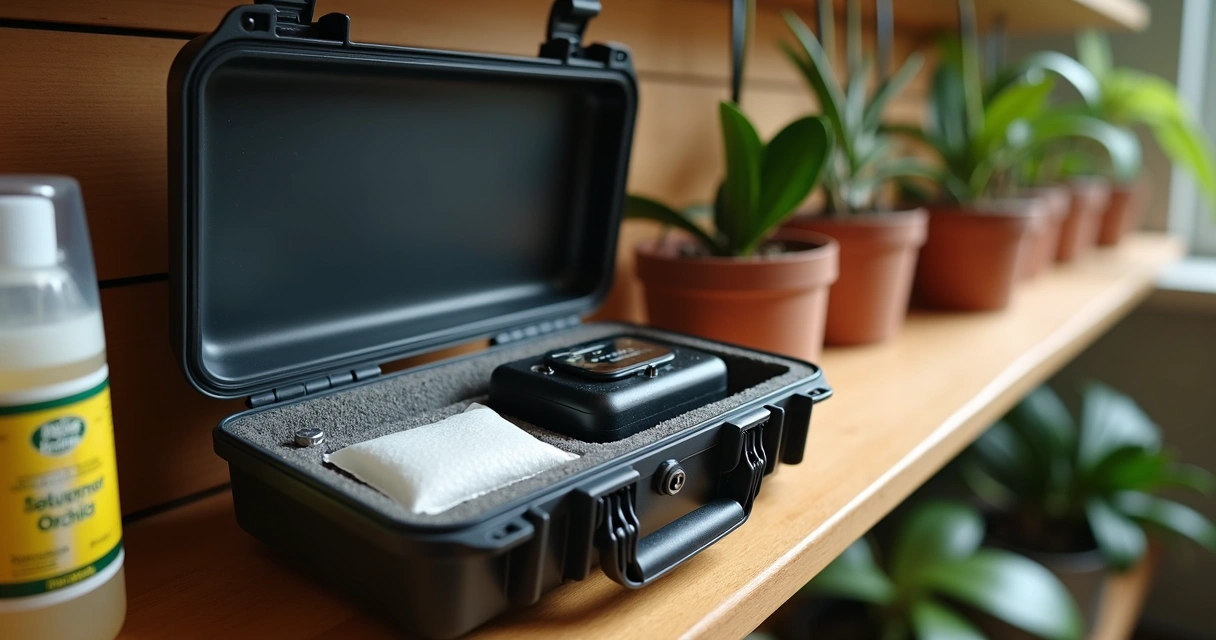 Orquidômetro guardado em estojo protegido 