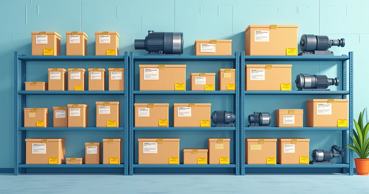 Estante organizada com peças remanufaturadas separadas