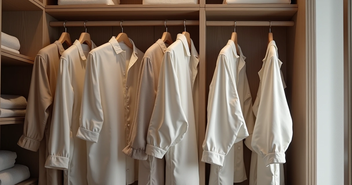 Roupas especiais organizadas cuidadosamente em guarda-roupa