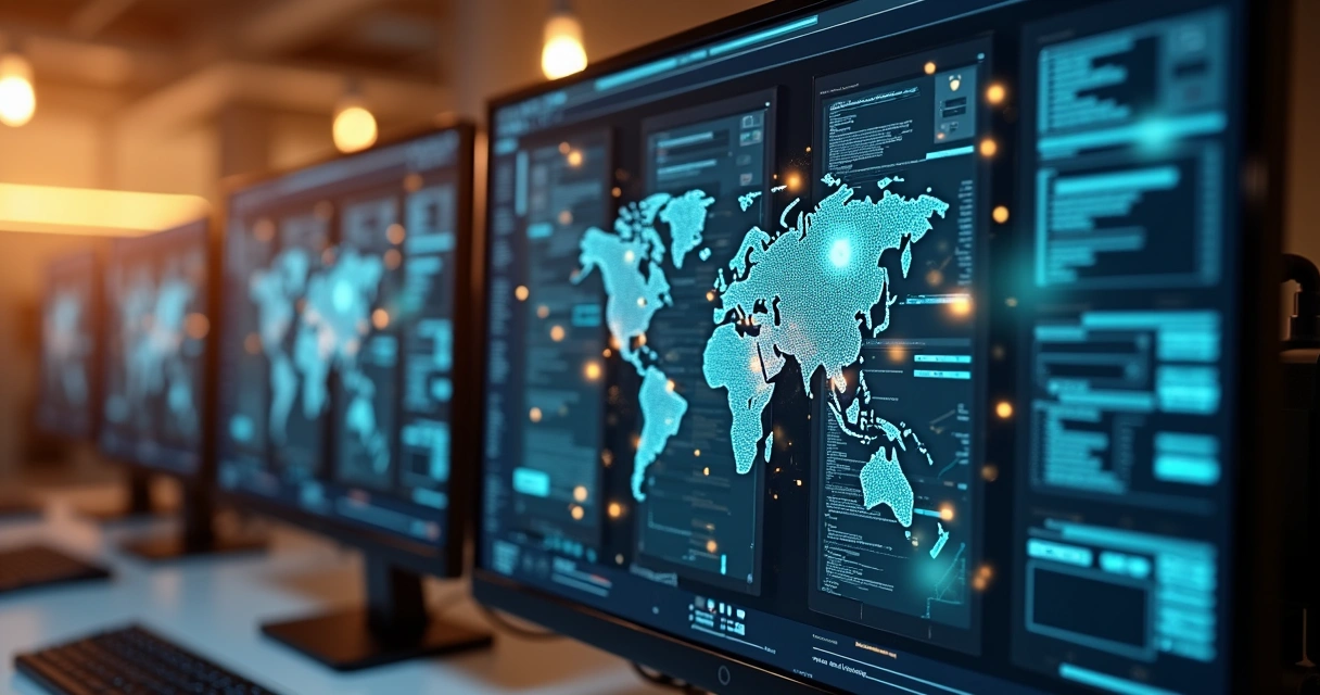 Sala de arquivos digitais protegidos por tecnologia de segurança 