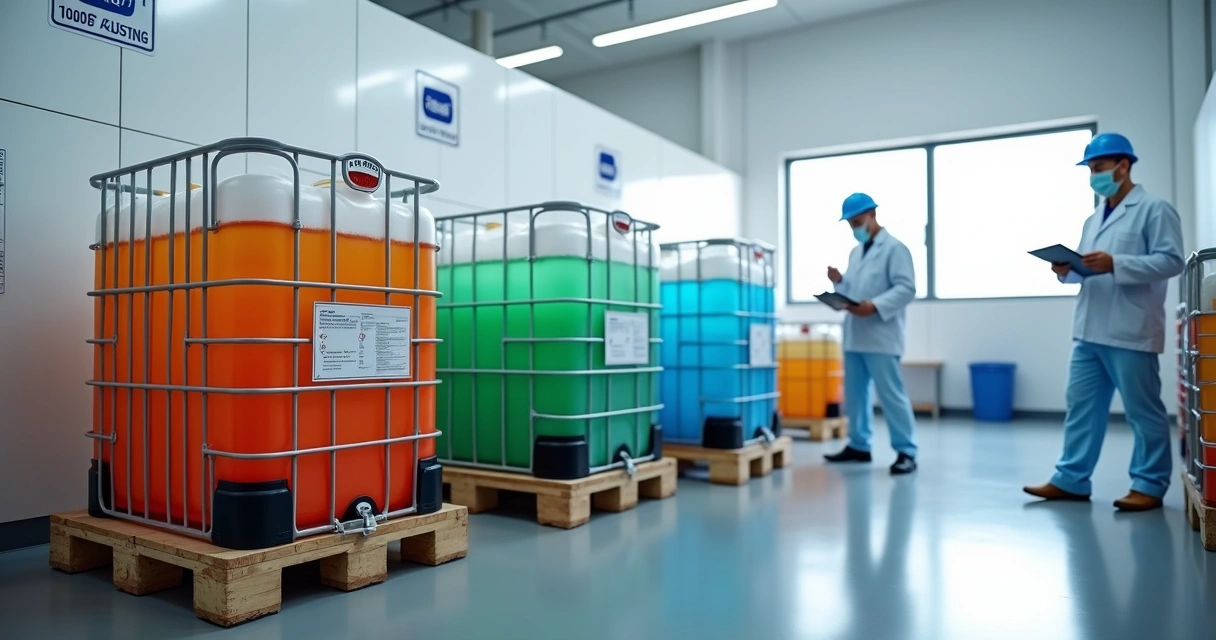 Armazenamento seguro de IBC em laboratório 