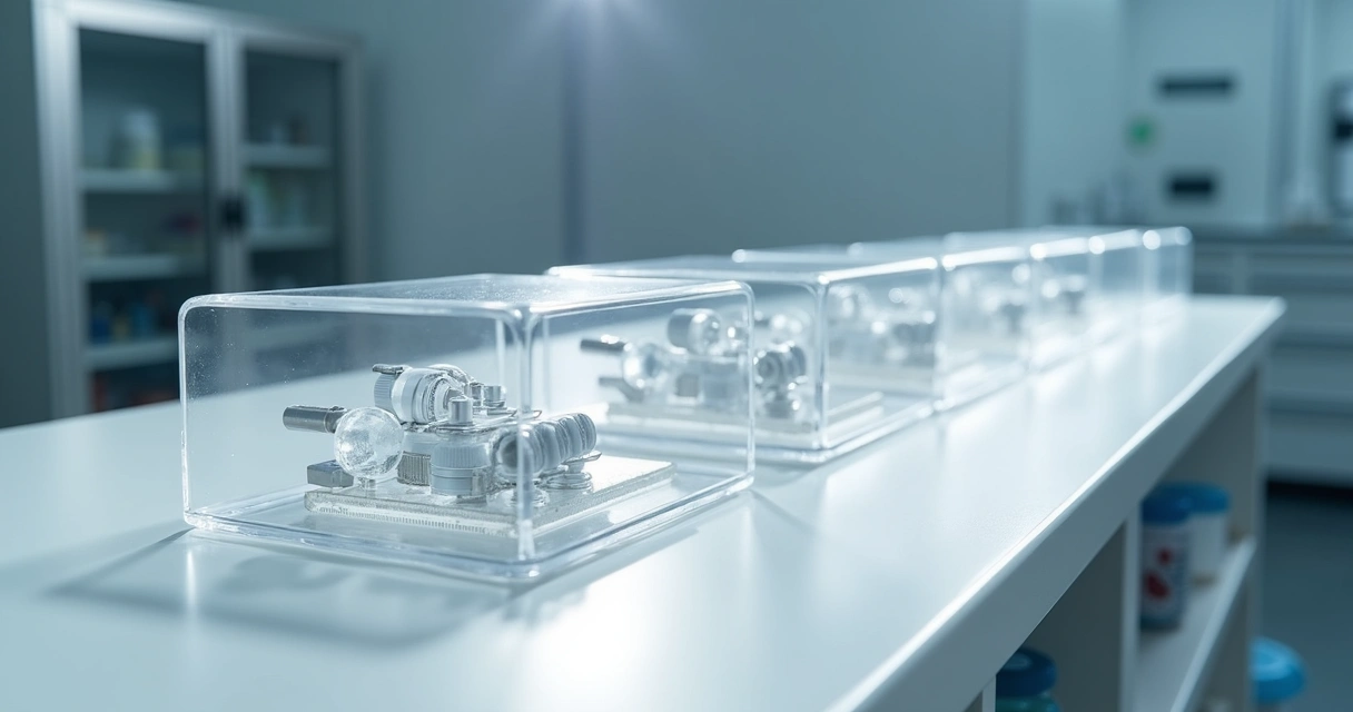 Orquidômetro limpo armazenado em estojos esterilizados. 