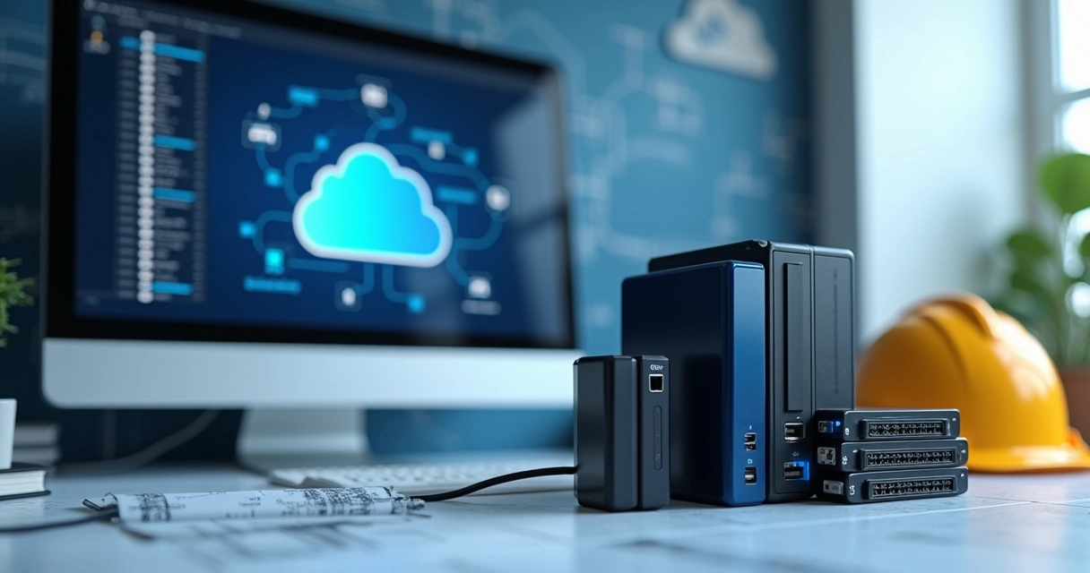 Central de arquivos de obra organizada em diferentes dispositivos de armazenamento 