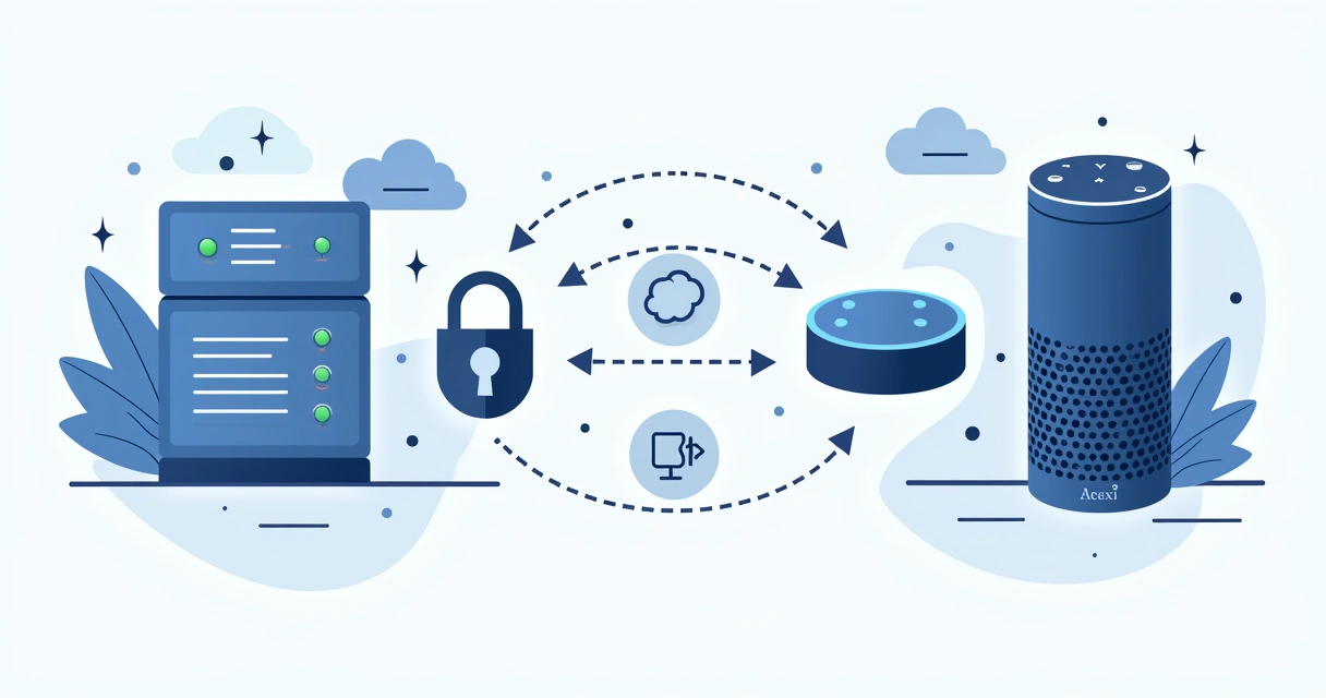 Representação de arquitetura de API Laravel integrada à Alexa. 
