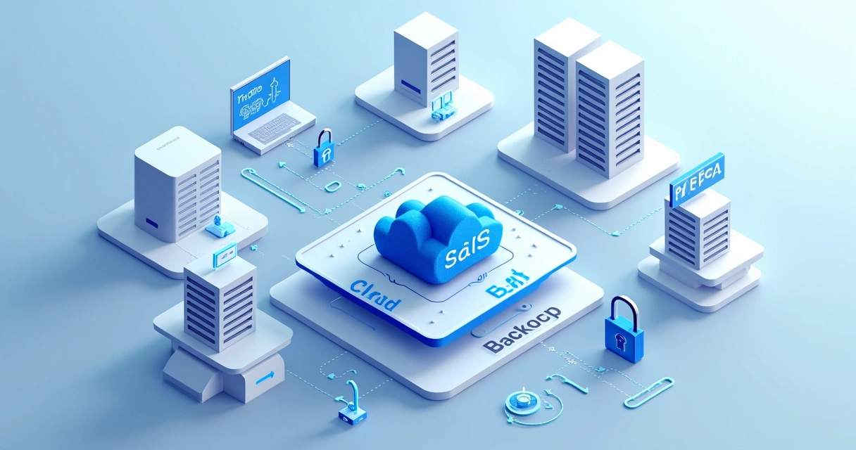 Arquitetura de backup híbrido com nuvem, servidores e aplicações 