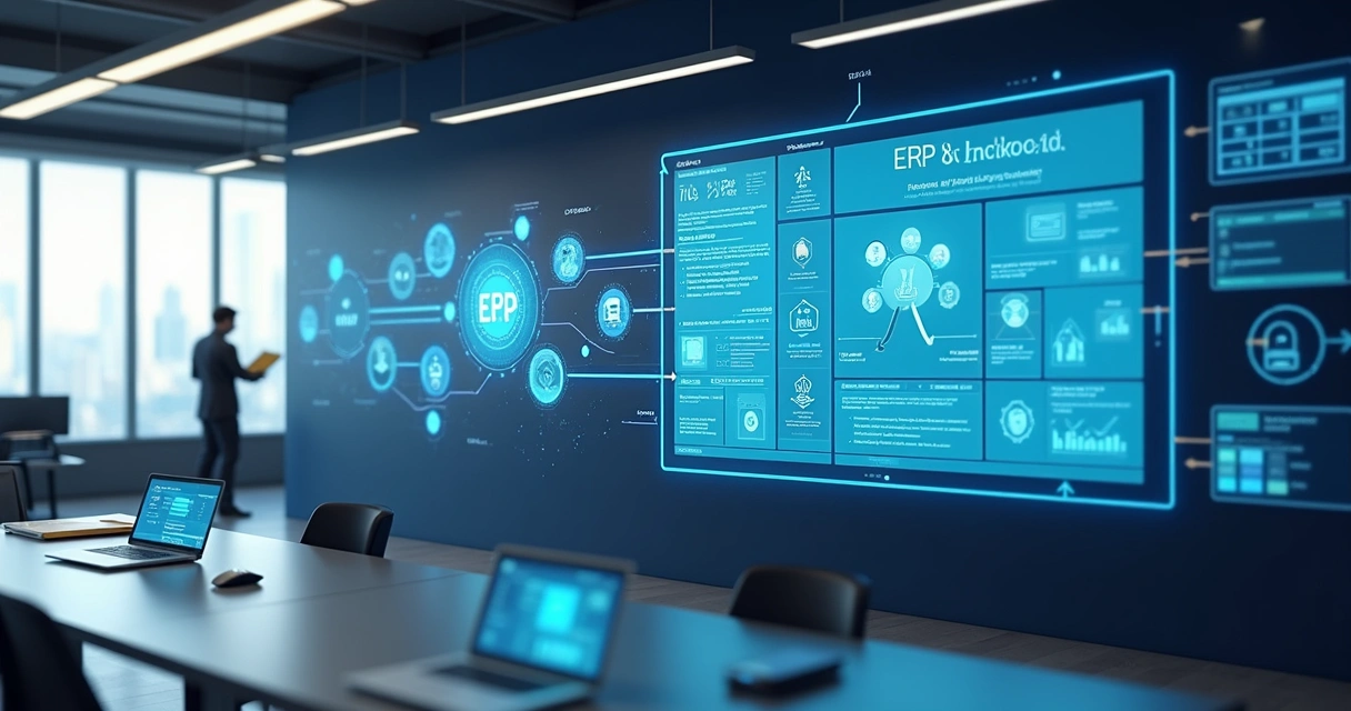 Diagrama de ERP conectado a serviço de IA por APIs e filas 