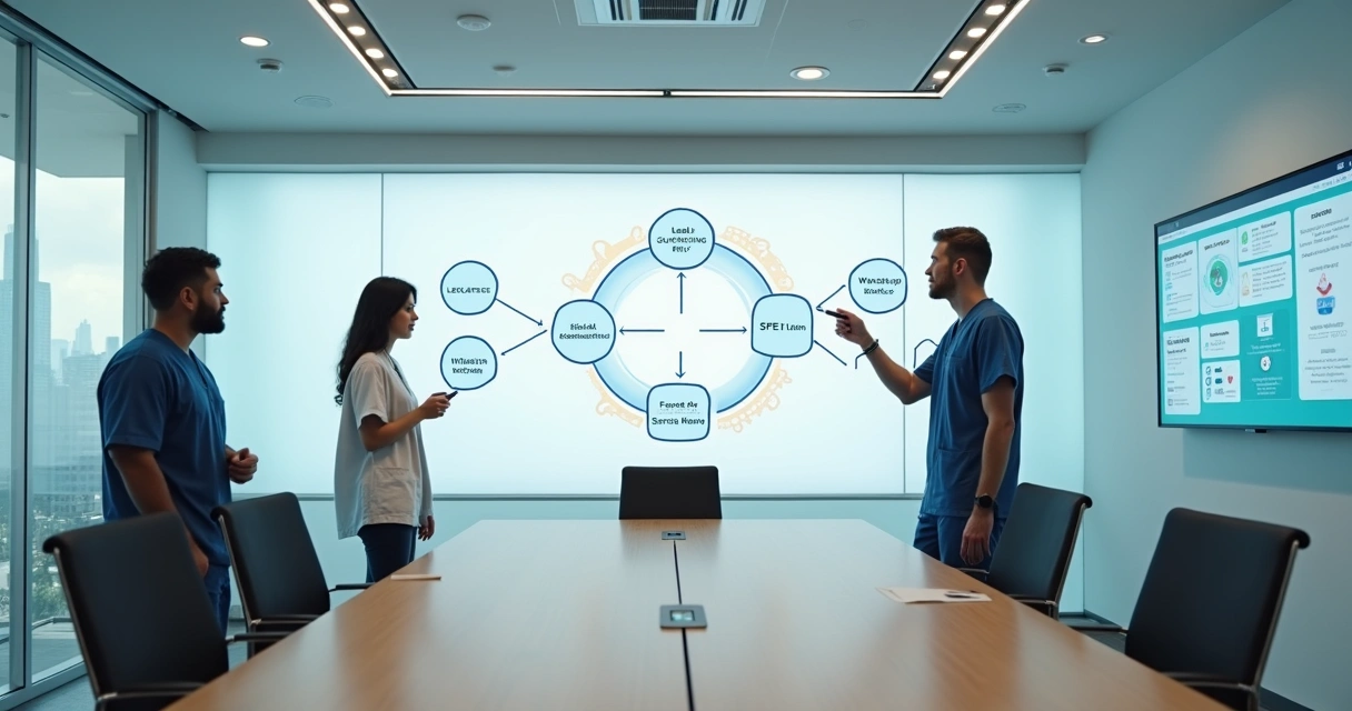 Painel digital mostrando fluxo automatizado de atendimento de clínica odontológica 