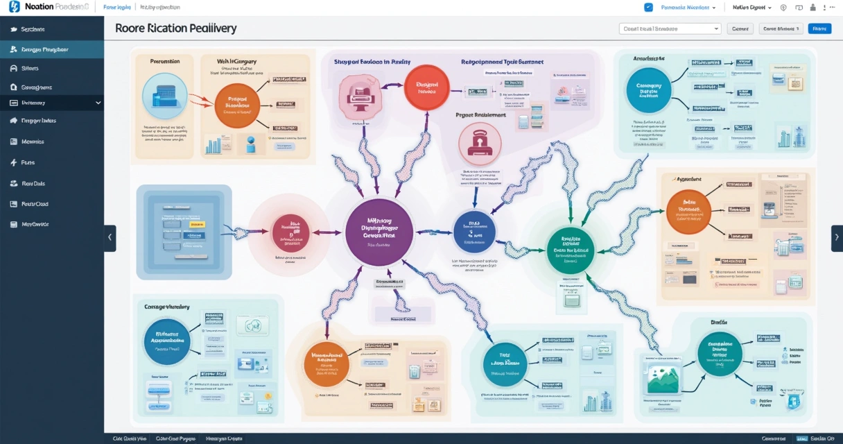 Mapeamento visual de arquitetura da informação em Notion para empresa 