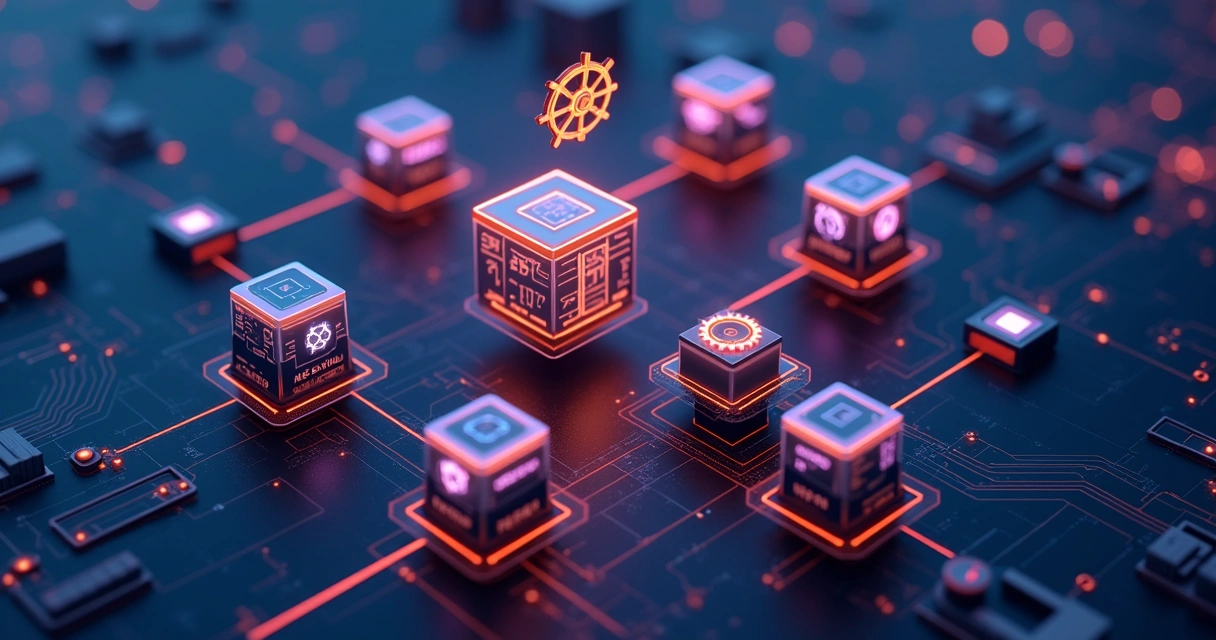 Diagrama ultradetalhado e colorido de arquitetura de microsserviços com containers, API gateway e orquestração Kubernetes em fundo tecnológico 