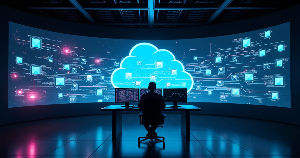 Fluxo de funções em nuvem serverless conectado a gráficos de uso em tela gigante 