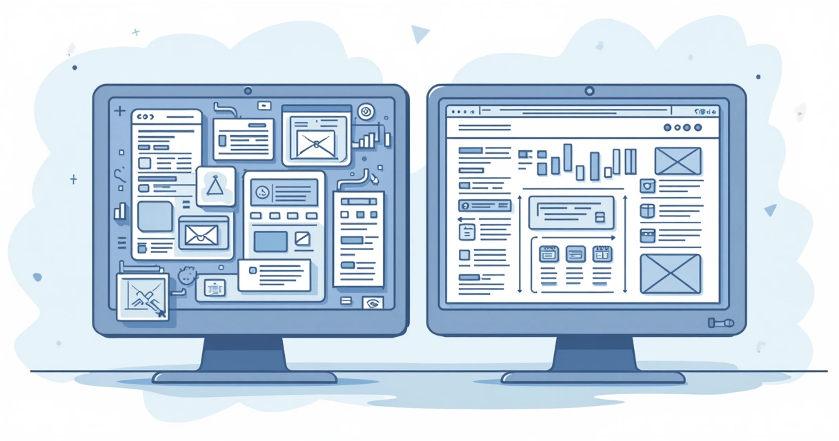 Estrutura de site com menus, categorias e navegação clara 