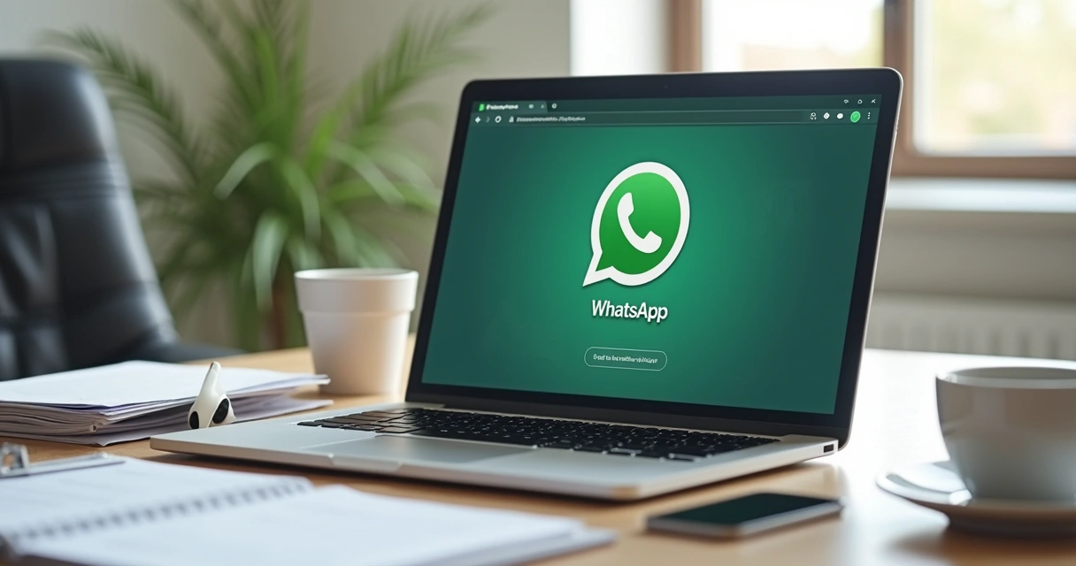 Tela de WhatsApp sendo exibida em notebook com funções de arquivamento de conversa 