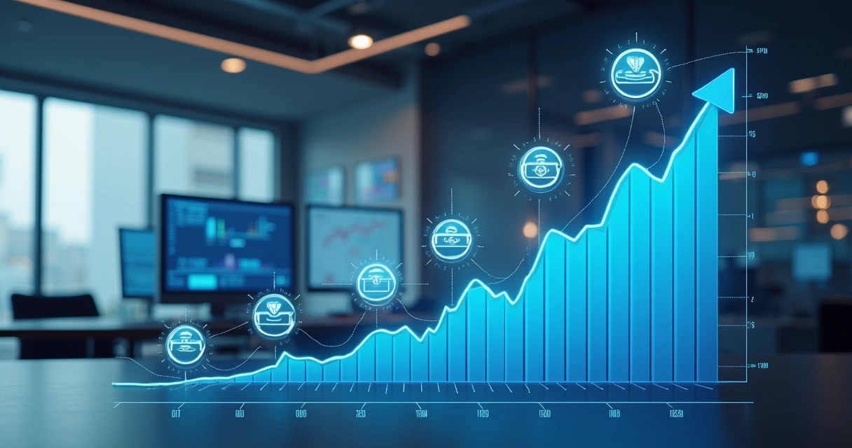 Gráfico de crescimento de dados corporativos ao longo do tempo 