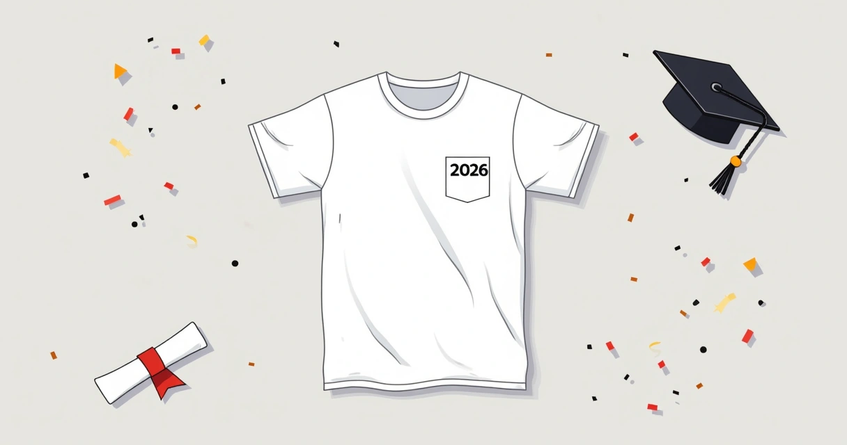 Camiseta minimalista de formatura com iniciais e ano 