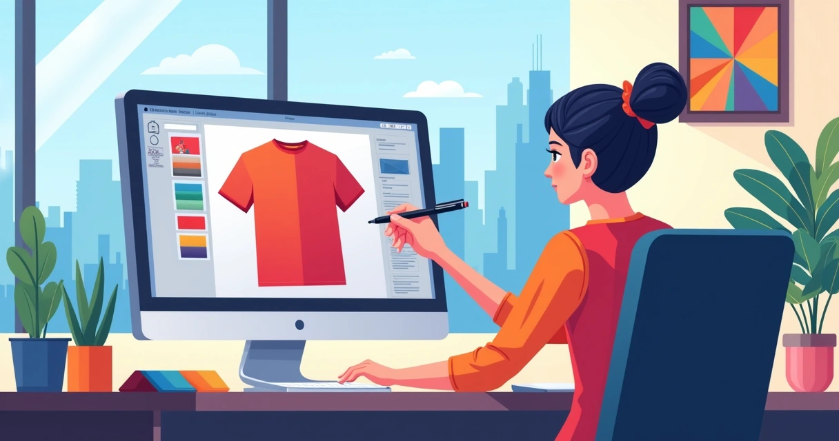 Arte de camiseta sendo finalizada no computador 