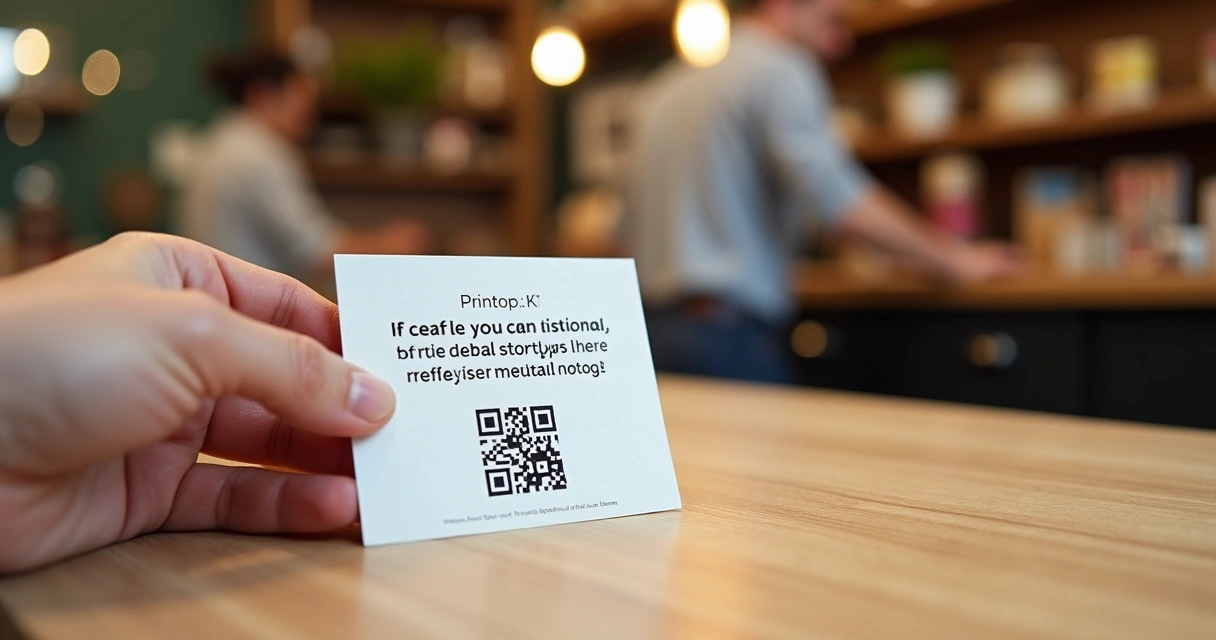 Cartão impresso com QR Code levando ao catálogo digital 