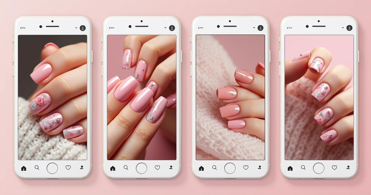 Artes digitais para Instagram de unhas esmaltadas e decoradas 