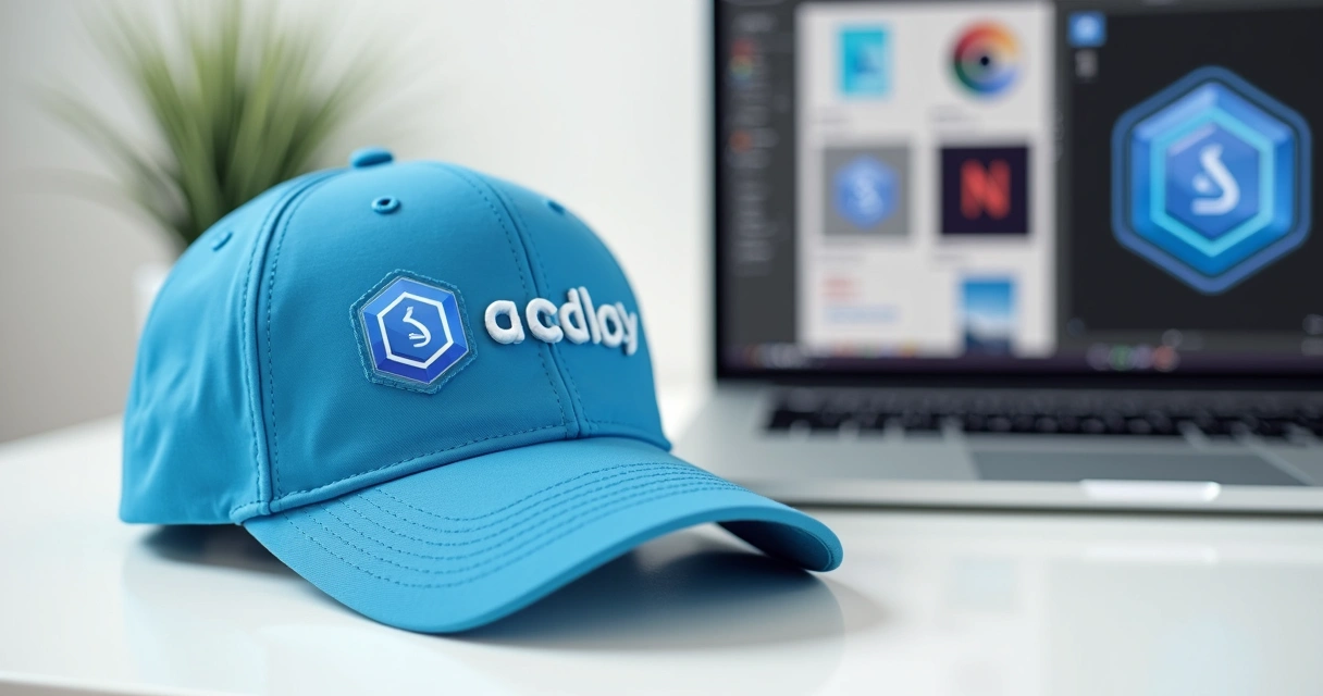 Simulação digital de boné personalizado com logo