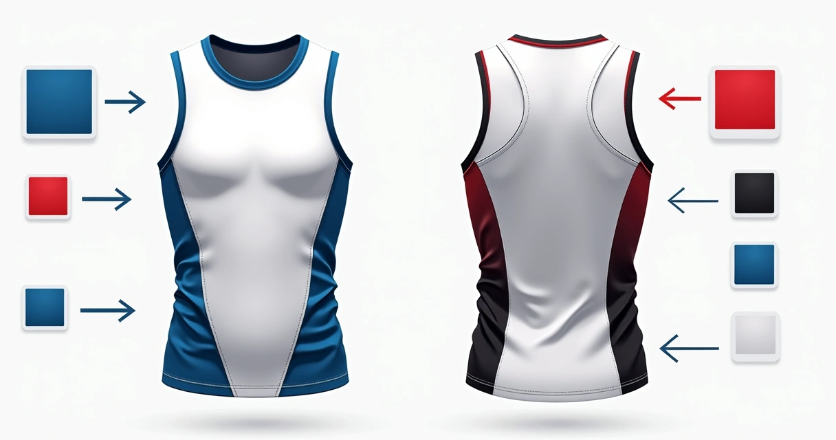 Mockup de regata dry fit com áreas de personalização esportiva