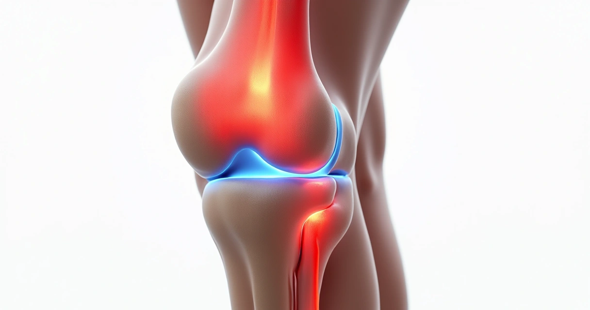 Esquema colorido mostrando anatomia do joelho e posição dos ligamentos 