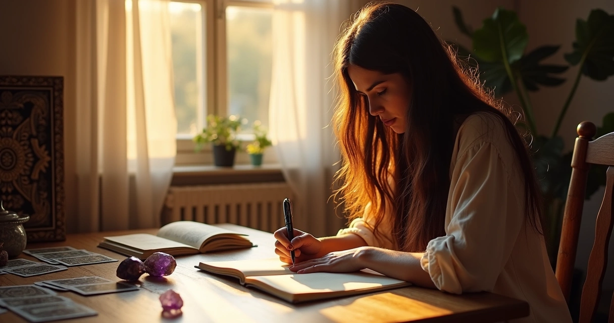 Pessoa escreve poema espiritual com expressão inspirada 