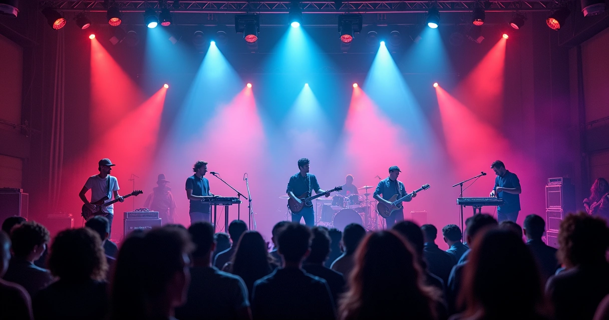 Artistas de diferentes estilos musicais em performance 