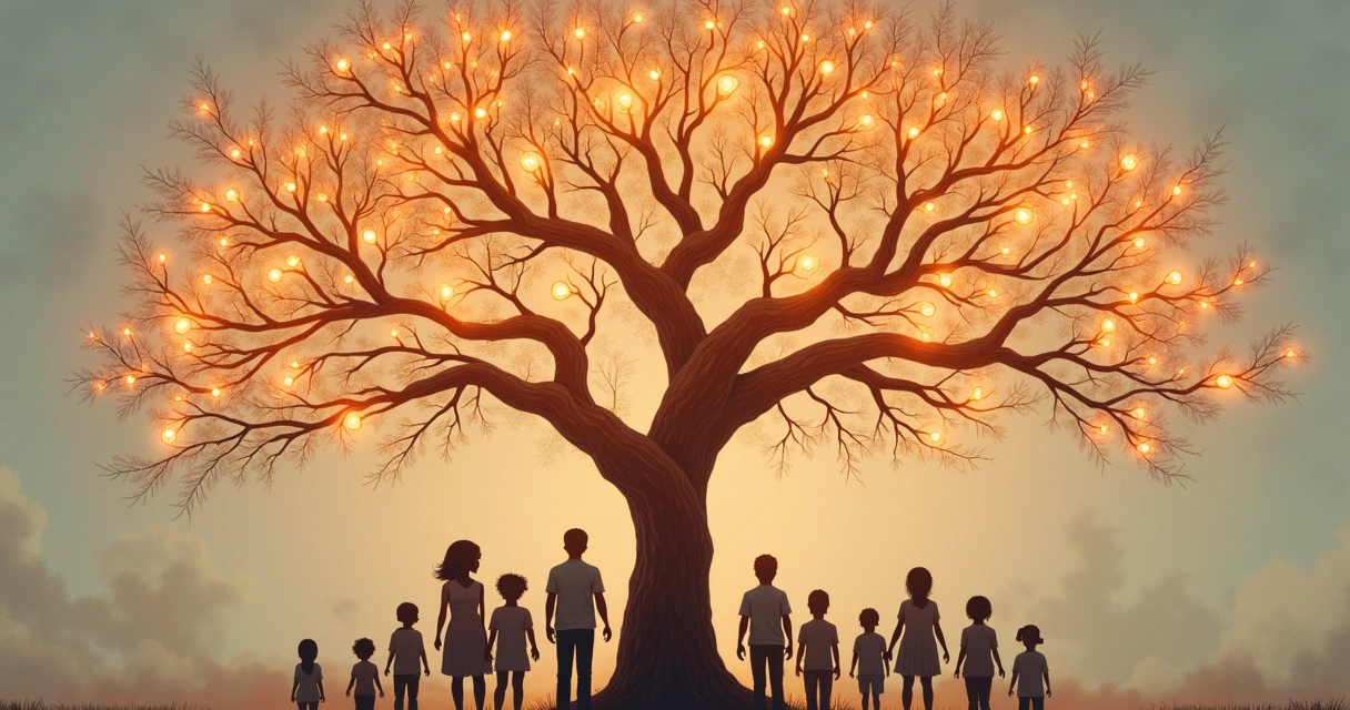 Representação gráfica de árvore genealógica e conexões humanas