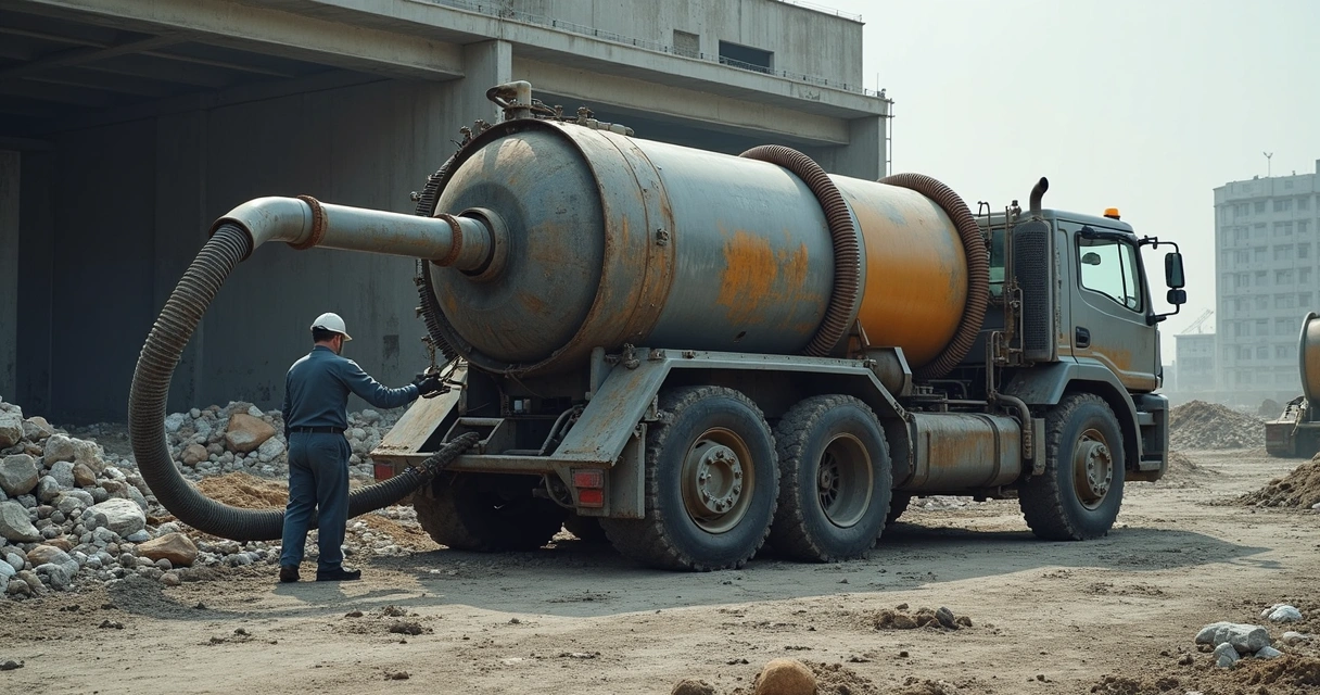 Aspirador industrial removendo resíduos pós-obra 
