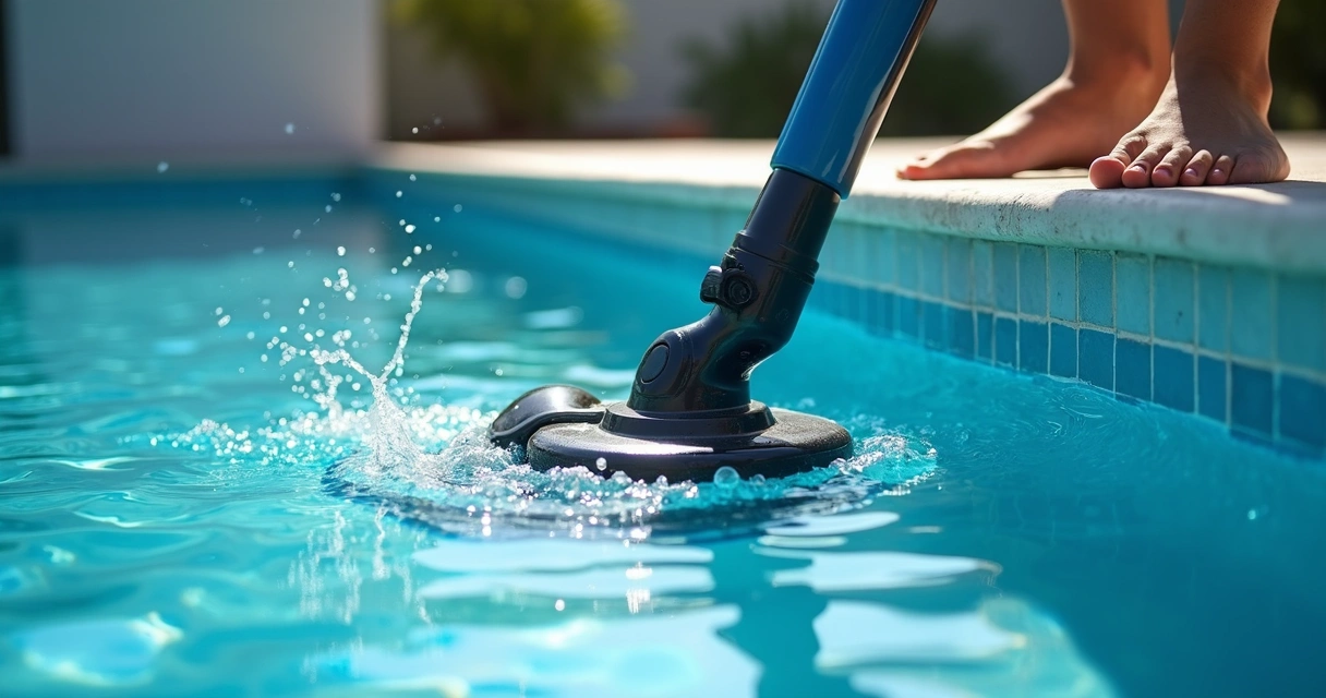 Aspirador manual de piscina a limpar o fundo 