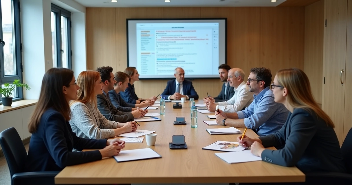 Assembleia de associados reunidos em sala de reuniões