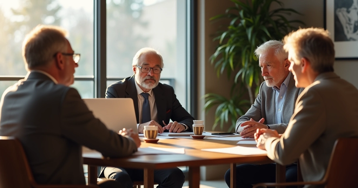 Grupo de vizinhos debatendo em assembleia de condomínio 