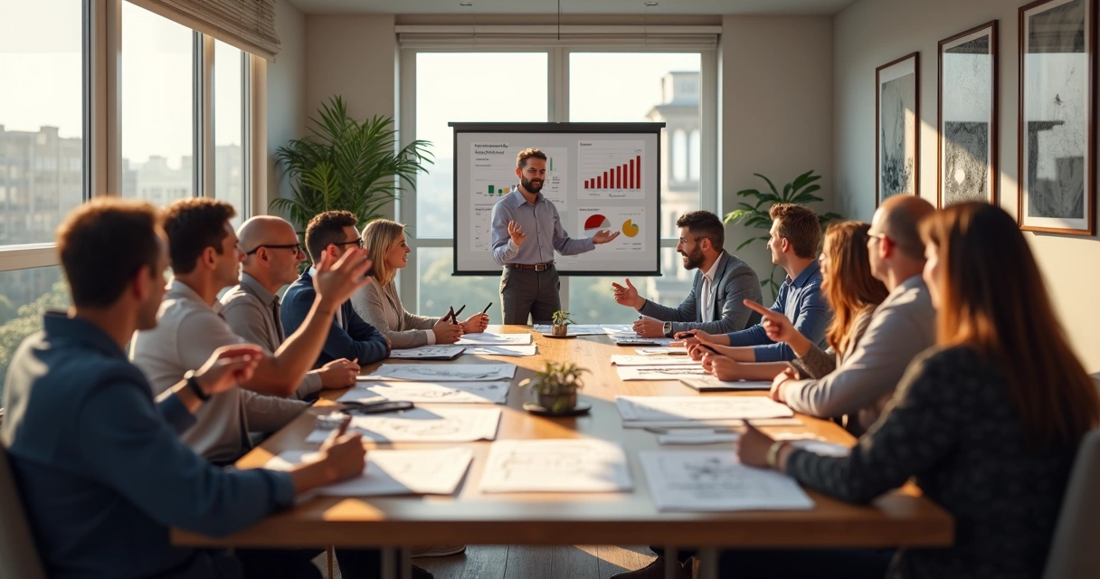 Moradores reunidos em assembleia de condomínio discutindo orçamento anual 