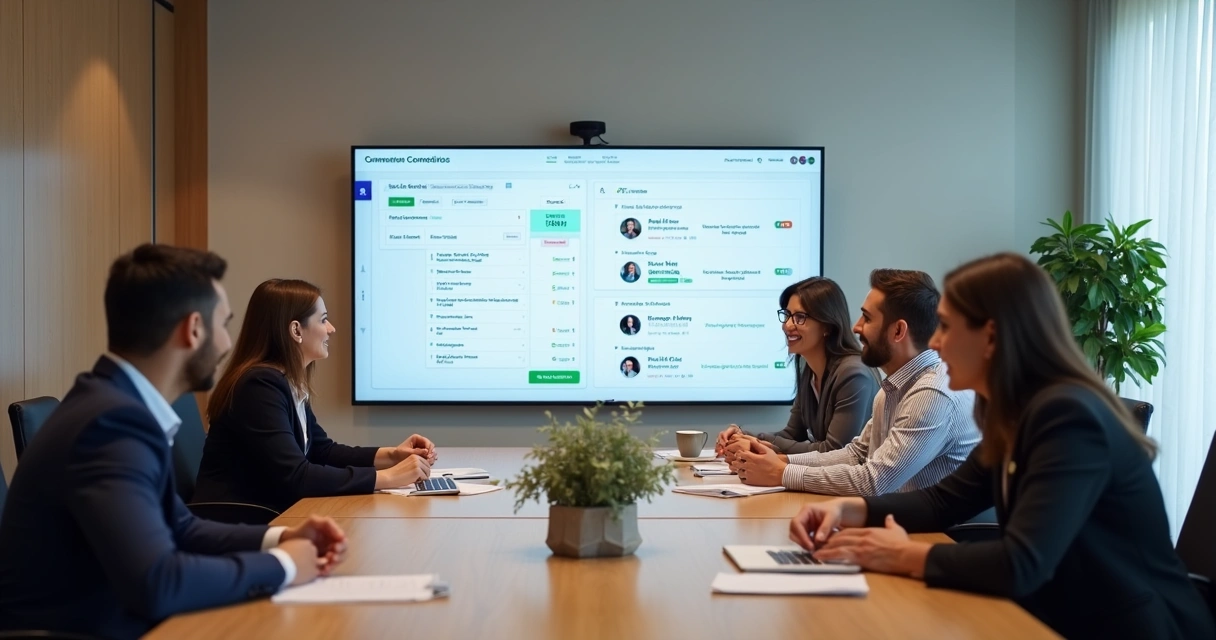 Assembleia virtual de condomínio com painel digital